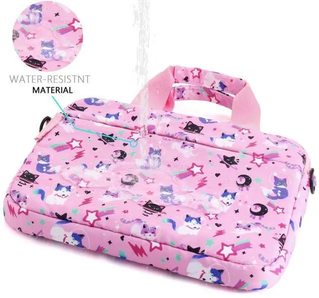 Alt view image 3 of 5 - Foxstory Kids Tablet Case for Girls, Kids Tablet Bag Sleeve for Fire HD 10, HD 8, 7 Kindle, Cat Pink
