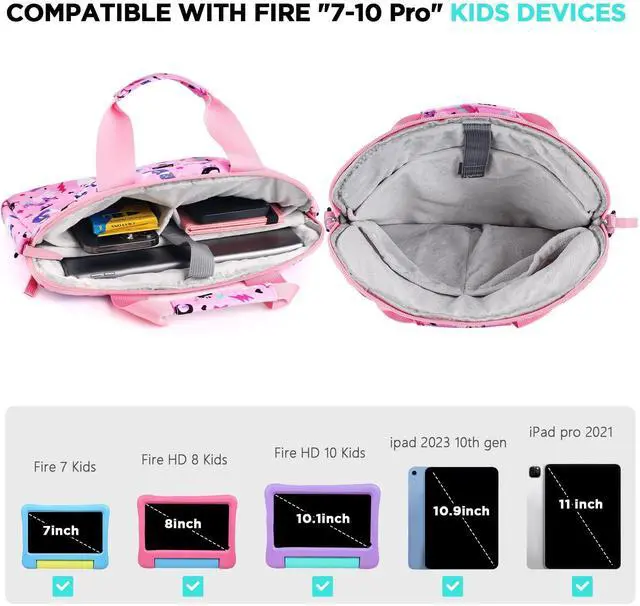 Alt view image 4 of 5 - Foxstory Kids Tablet Case for Girls, Kids Tablet Bag Sleeve for Fire HD 10, HD 8, 7 Kindle, Cat Pink