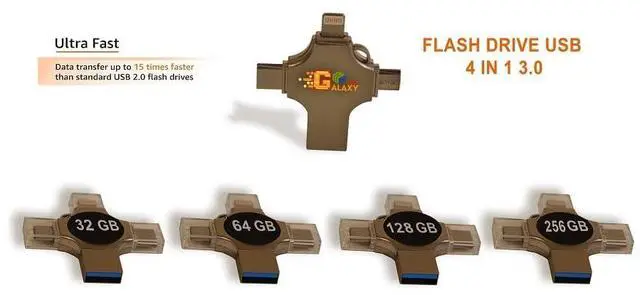 Alt view image 3 of 4 - USB 3.0 Photo Stick iPhone, Samsung Phones Flash Drive, 4 in1 Galaxy MH Plus(128, GB)