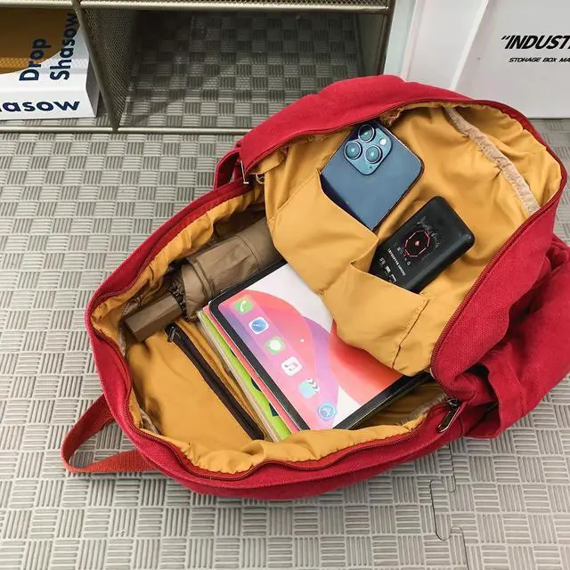 Alt view image 3 of 5 - GAXOS Laptop Backpack for Women Travel Canvas Backpack for Women Vintage Aesthetic Backpack for School