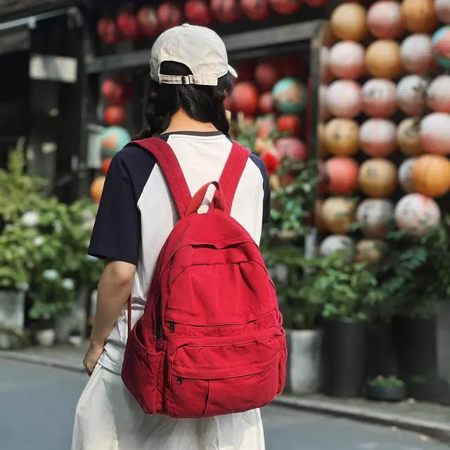 Alt view image 5 of 5 - GAXOS Laptop Backpack for Women Travel Canvas Backpack for Women Vintage Aesthetic Backpack for School