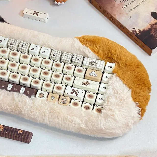 Alt view image 5 of 5 - GEKUCAP Coffee Theme Siamese Cat Keycaps, 133 Keys Cute Mao Profile Keycap Dye-Sublimation, Custom Cat Shaped PBT Keycaps for Cherry Gateron MX Swithes Mechanical Gaming Keyboards