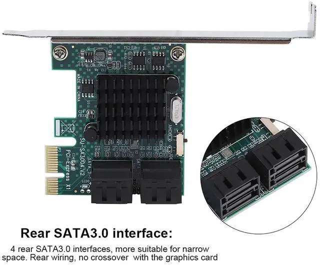 Alt view image 4 of 5 - GOTOTOP PCI Express SATA Controller, 4-Port PCIe Card, PCIe Expansion Card Adapter 6G, Compatible with Desktop, Laptop, XP, 2003, Vista, 7, 8, 10 (32/64 bit), Part Number: SA3004