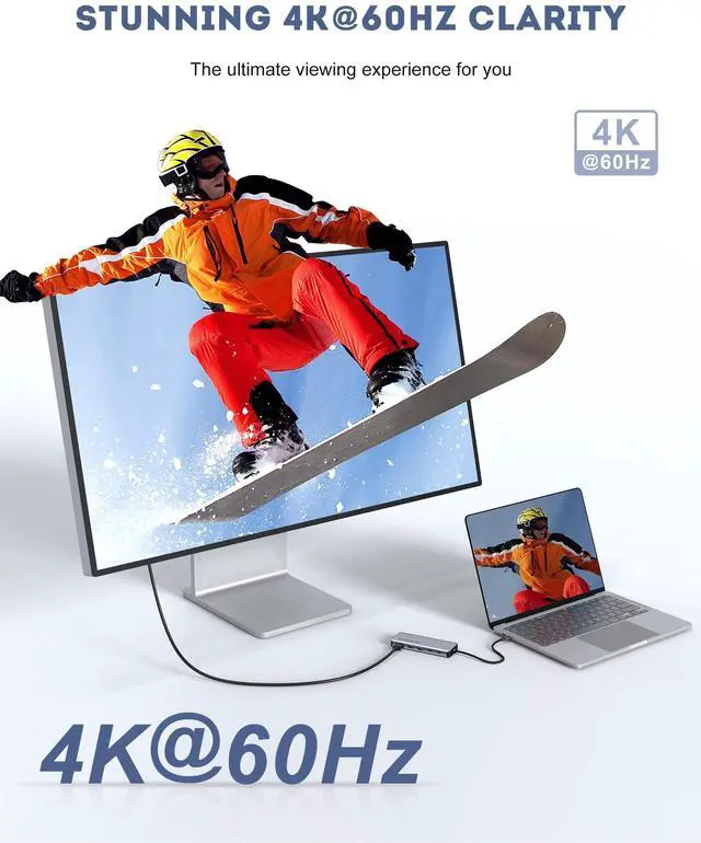 Alt view image 5 of 5 - Glomtheia USB C Hub for MacBook Air/Pro Mac mini Laptop, Multiport Adapter Dongle Dock Docking Station with M.2 NVMe SSD Enclosure, 4K60Hz HDMI, USB 3.2 Gen 2, 100W Pass-Through Charging
