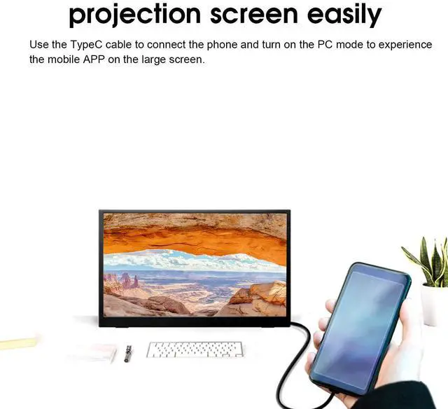 Alt view image 3 of 5 - Portable Monitor, 15.6 Inch Full HD Computer Display, Portable Display Game Console Computer Type?c Split Screen 1080P
