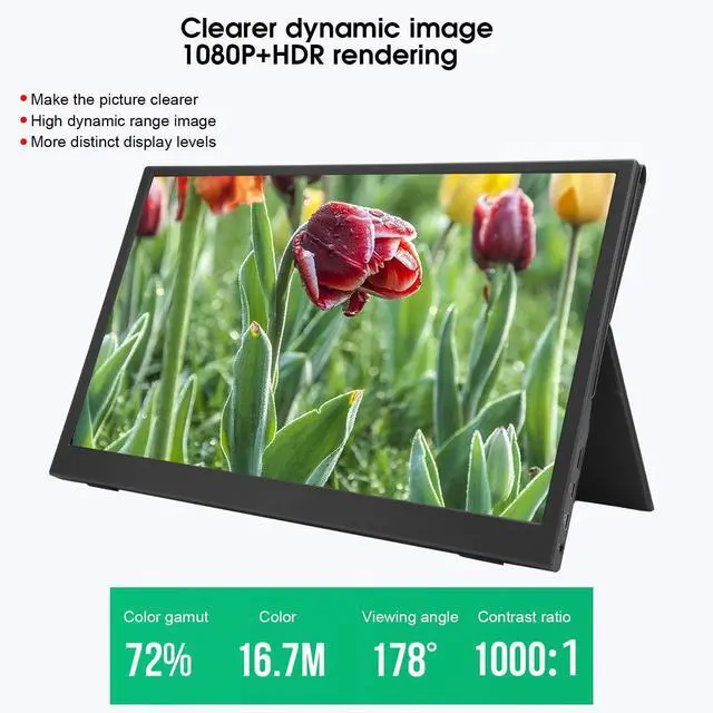 Alt view image 5 of 5 - Portable Monitor, 15.6 Inch Full HD Computer Display, Portable Display Game Console Computer Type?c Split Screen 1080P