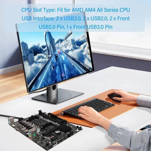 Alt view image 3 of 5 - ATX Gaming Motherboard, 4K Video Output, M.2 Port, 6 Channel Sound Card, AM4 All Series CPU, ATX Gaming PC Motherboard