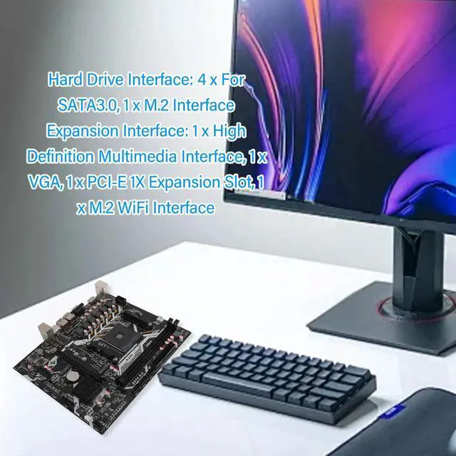 Alt view image 5 of 5 - ATX Gaming Motherboard, 4K Video Output, M.2 Port, 6 Channel Sound Card, AM4 All Series CPU, ATX Gaming PC Motherboard
