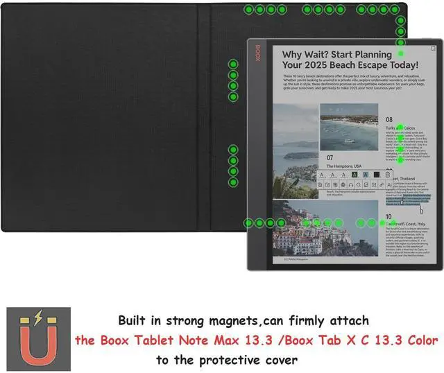 Alt view image 2 of 5 - GOVTVA Magnetic Stand Case for Onyx Boox Tab X C 13.3 Color/Boox Note Max 13.3 (2025/2024 Released) Ultra-Thin Lightweight Leather Cover with Magnetic Pen Buckle, Auto Sleep/Wake (Cloth Bark Blue)
