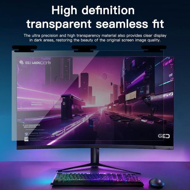 Alt view image 5 of 5 - 21.5 Inch Magnetic Hanging Computer Privacy Screen for 16:9 Widescreen Monitor, Removable Privacy Screen Anti Glare Blue Light Computer Screen Privacy Shield, Anti-Scratch