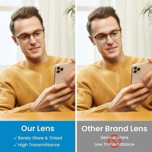 Alt view image 2 of 5 - GUDVUE Blue Light Glasses, Computer/Gaming/TV/Phones Glasses for Women/men, Anti Glare/UV400/Eye Strain, Oval Shiny Black