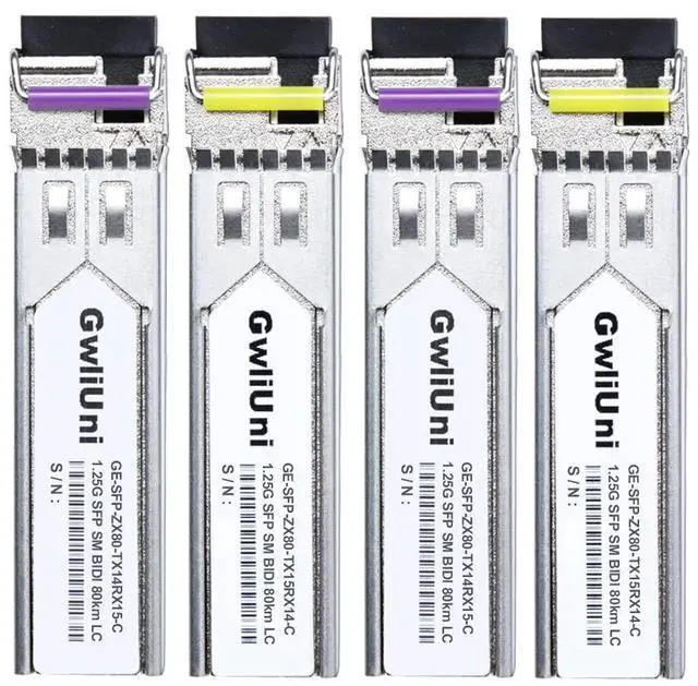 Main image of 2 Pairs 80km SFP 1.25G BIDI Single Mode Fiber Module Network Transceiver, LC Interface for Cisco, Netgear, MikroTik, Ubiquity, DLink etc,