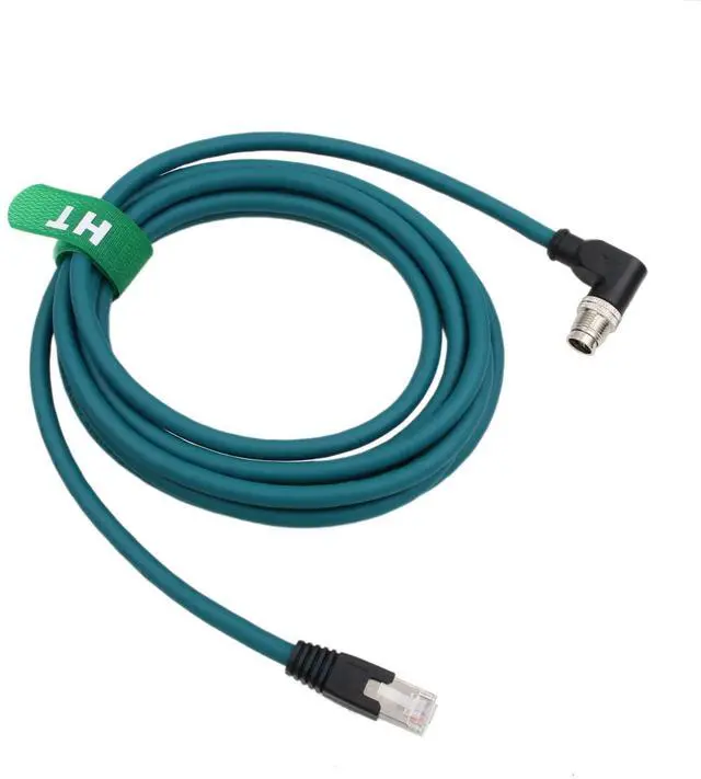 Main image of HangTon Ethernet Cable for PLC Router Network Cognex Basler Baumer Sick Keyence Datalogic Microscan Vision Camera Sensor Reader, M12 8 Pin X-Code Right Angle 90-Degree to RJ45 (20m)