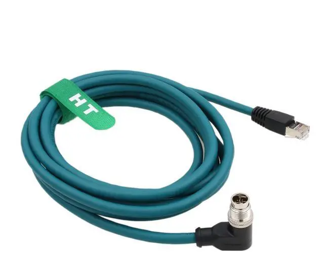 Alt view image 2 of 5 - HangTon Ethernet Cable for PLC Router Network Cognex Basler Baumer Sick Keyence Datalogic Microscan Vision Camera Sensor Reader, M12 8 Pin X-Code Right Angle 90-Degree to RJ45 (20m)