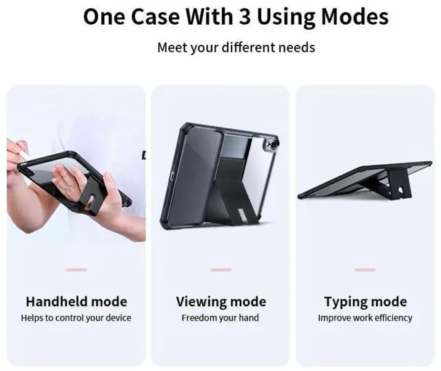 Alt view image 2 of 5 - Clear Case for iPad Pro 11 (M4) 2024 Case with Stand, iPad Pro 11 Inch Transparent Case Back Cover Kickstand Slim Light Drop Safe