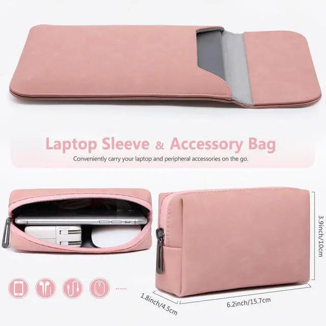 Alt view image 2 of 5 - HYZUO 13 Inch Laptop Sleeve PC Case for MacBook Pro 13 M2 M1 2025-2016, MacBook Air 13 M4 M3 M2 M1 2025-2018, 13" iPad Pro/Air, Surface Pro, XPS 13, with Small Bag, Pink