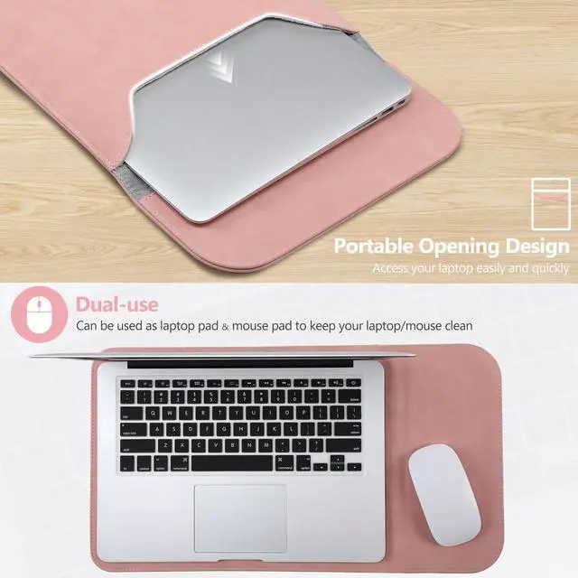 Alt view image 5 of 5 - HYZUO 13 Inch Laptop Sleeve PC Case for MacBook Pro 13 M2 M1 2025-2016, MacBook Air 13 M4 M3 M2 M1 2025-2018, 13" iPad Pro/Air, Surface Pro, XPS 13, with Small Bag, Pink
