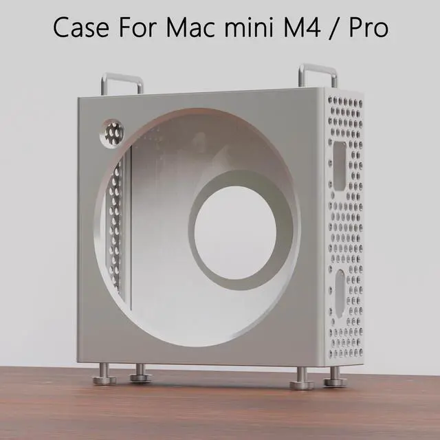 Alt view image 2 of 5 - Aluminum Case for Mac mini M4 & M4 Pro - Chassis Enclosure Stand, Side Vent Cooling, Protective Padding - Sleek Premium Design, Perfect for Desk Decor & Setup - A Great Accessory (Silver)