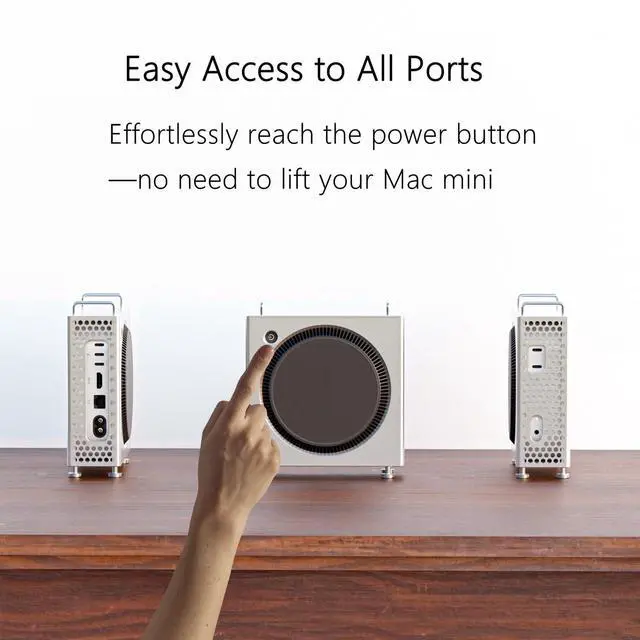 Alt view image 4 of 5 - Aluminum Case for Mac mini M4 & M4 Pro - Chassis Enclosure Stand, Side Vent Cooling, Protective Padding - Sleek Premium Design, Perfect for Desk Decor & Setup - A Great Accessory (Silver)