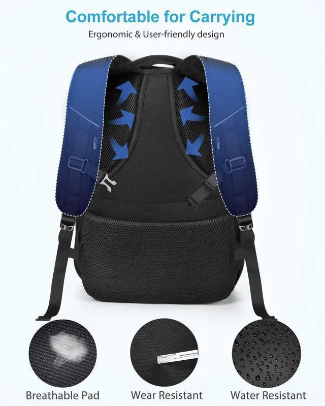 Alt view image 4 of 5 - HOMIEE Laptop Backpack, Extra Large 40L Travel Backpack for Men Women, Anti Theft Slim Durable College School Computer Bag with USB Charging Port