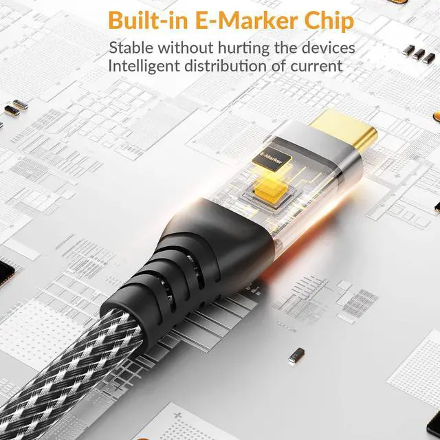 Alt view image 5 of 5 - For Thunderbolt 4 Cable [USB-IF Certification] iDsonix 2 in 1 Thick Braided Cable 1.65Ft with 40Gbps Data Transfer, 8K@60Hz/Dual 4K Display, PD100W Charging for MacBook, iPad, Phone, Dock, Laptop, SSD