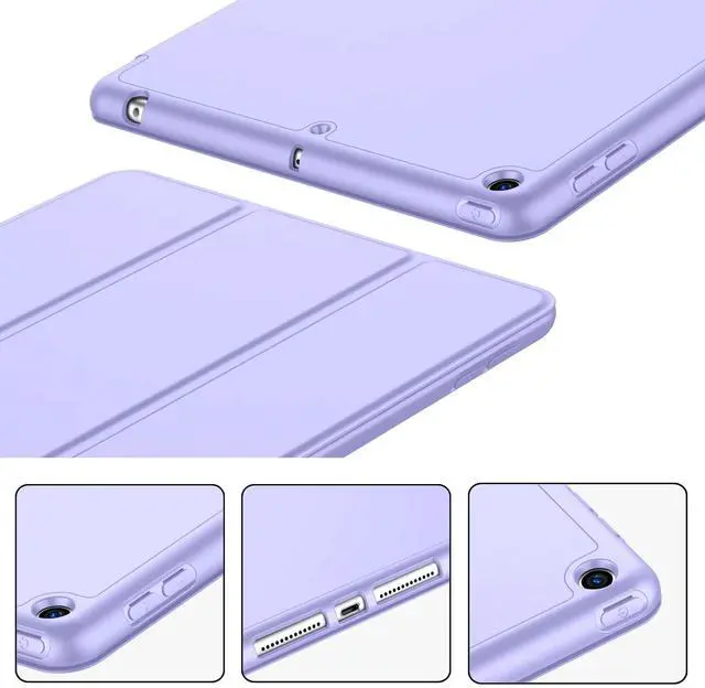 Alt view image 3 of 5 - iMieet iPad 9.7 Case (2018/2017 Model, 6th/5th Generation), Smart Cover with Pencil Holder and Soft Baby Skin Silicone Back and Full Body Protection, Auto Wake/Sleep Cover (Light Purple)