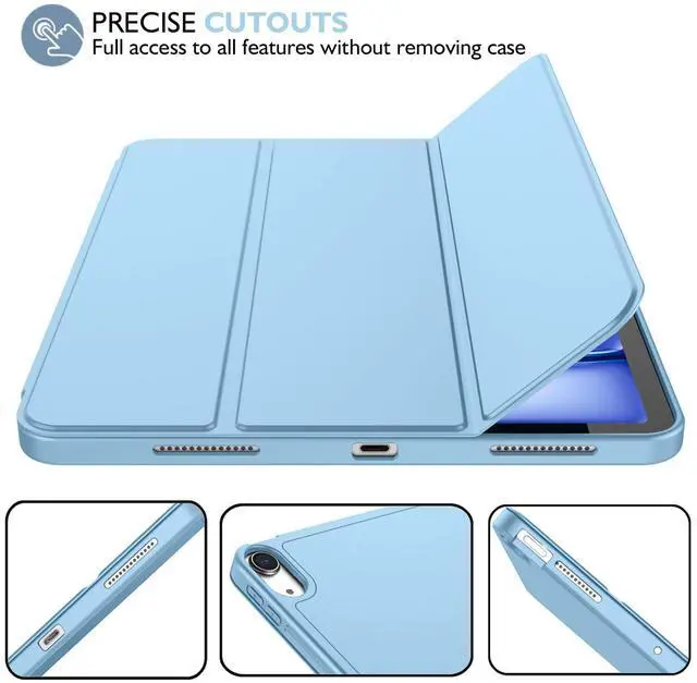 Alt view image 3 of 5 - iMieet iPad Air 11 Inch Case M3(2025) / M2 (2024), iPad Air 5th/4th Generation Case 2022/2020 10.9 Inch with Pencil Holder,Trifold Stand Smart Case with Soft TPU Back(Azure Blue)