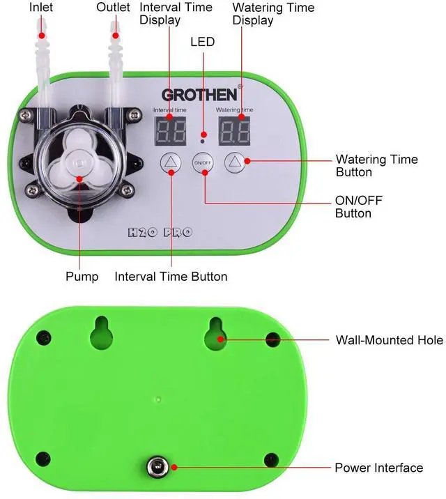 Alt view image 3 of 5 - HXBER Timed Peristaltic Pump, Green, Plastic, Above Ground, 160ml/min, Aquarium, Laboratory, Home, Office