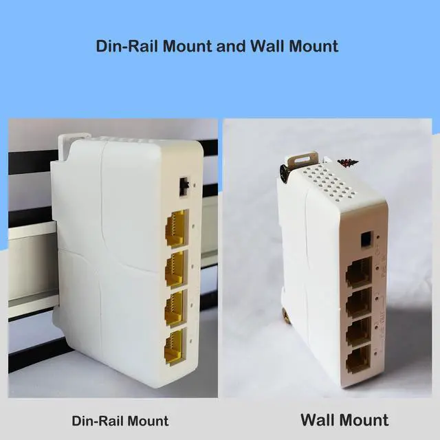 Alt view image 3 of 5 - 4 Port Gigabit Outdoor PoE Extender, Waterproof Direct Burial PoE Extender,1 PoE in 3 PoE Out Extender,PoE Amplifier,din-Rail & Wall Mount, 1 Port 10/100/1000Mbps with IEEE802.3af/at.