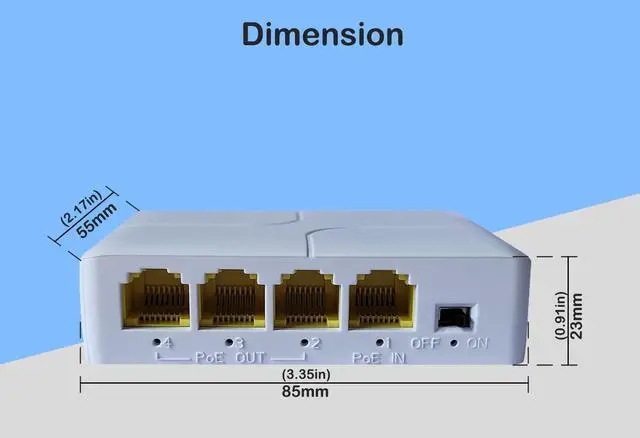 Alt view image 5 of 5 - 4 Port Gigabit Outdoor PoE Extender, Waterproof Direct Burial PoE Extender,1 PoE in 3 PoE Out Extender,PoE Amplifier,din-Rail & Wall Mount, 1 Port 10/100/1000Mbps with IEEE802.3af/at.