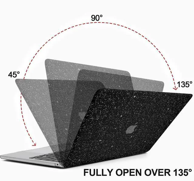 Alt view image 5 of 5 - iPAPA Compatible with MacBook Air 13 inch Case 2025 2024 2023 2022 M4 M3 M2 A3240 A3113 A2681,Glitter Smooth PU Leather Laptop Hard Shell Case+Keyboard Cover for MacBook Air 13.6 inch, Shining Black