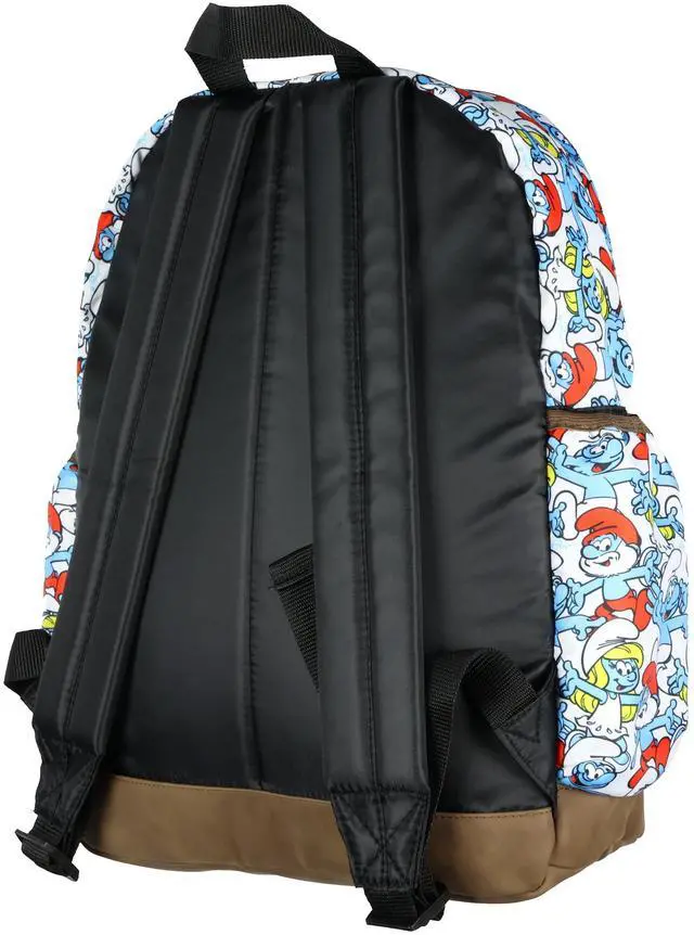 Alt view image 4 of 5 - The Smurfs Backpack Papa Smurf and Smurfette Allover Collage Design Laptop Tech Sleeve School Book Bag Daypack