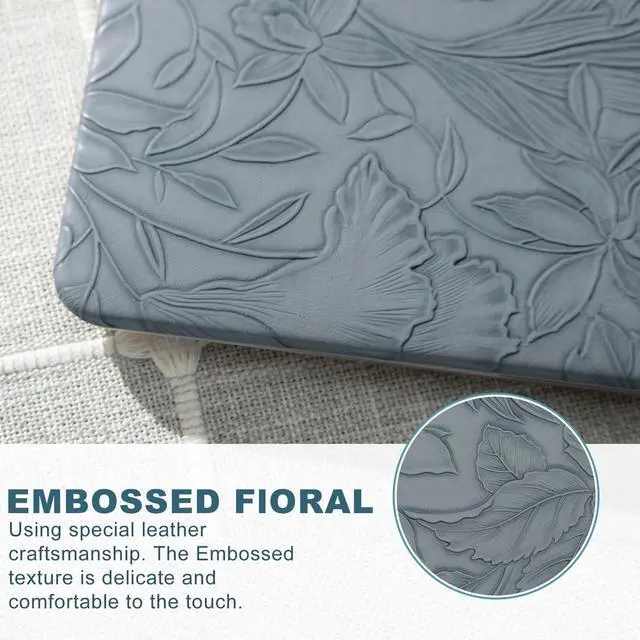 Alt view image 3 of 5 - iCasso Compatible with MacBook Air 13 inch Case 2020 2019 2018 Release A1932 A2179 M1 A2337, Texture Leather Plastic Hard Shell Case + Keyboard Cover + Screen Protector,Blue Embossed Floral