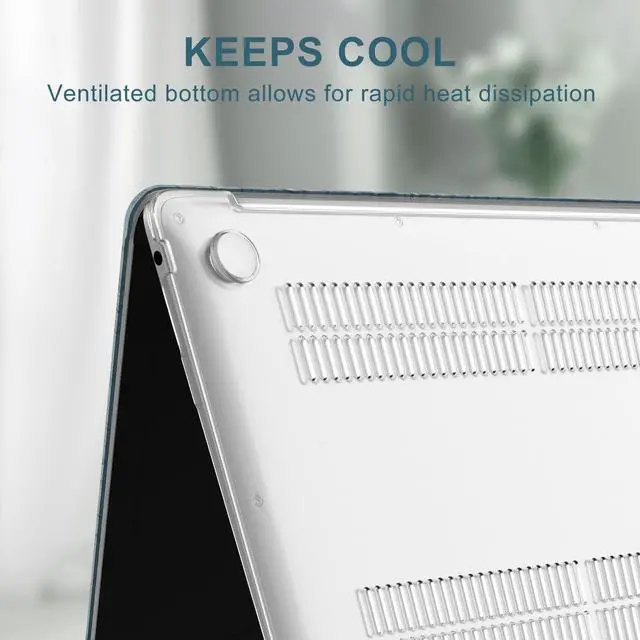 Alt view image 5 of 5 - iCasso Compatible with MacBook Air 13 inch Case 2020 2019 2018 Release A1932 A2179 M1 A2337, Texture Leather Plastic Hard Shell Case + Keyboard Cover + Screen Protector,Blue Embossed Floral