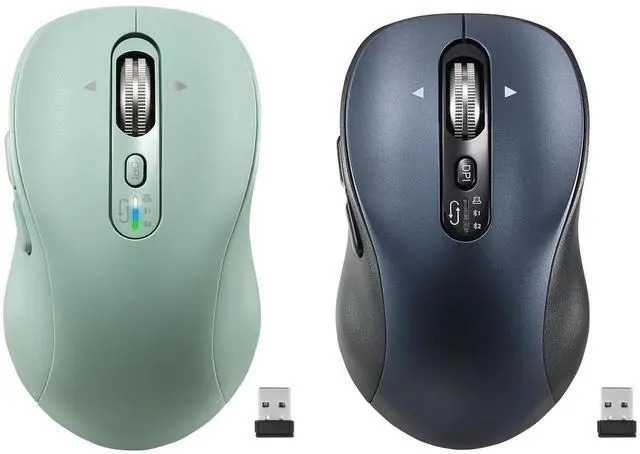 Main image of Wireless Bluetooth Mouse Rechargeable,Multi Device Ergo Computer Mouses,4-Way Super Scrolling,+- 3200 DPI,10 Buttons,Plug&Play,Quiet,USB Cordless Mice for Laptop,Tablet,Mac,iPad,PC,Phone (Green+Black)