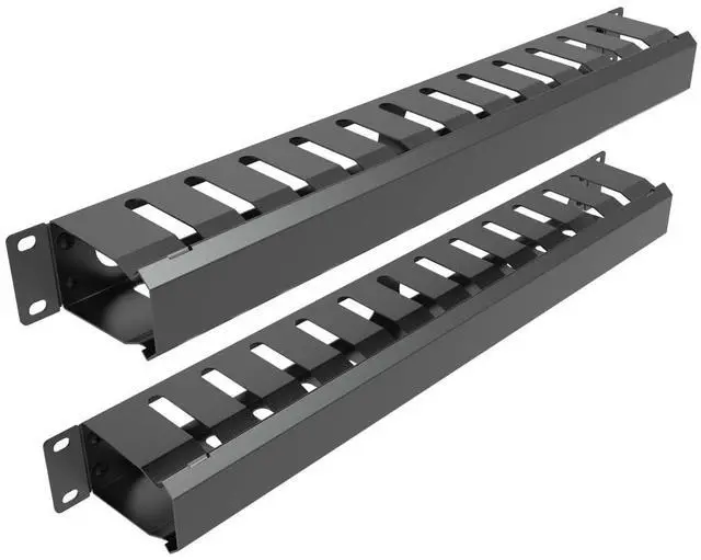 Main image of Jingchengmei 2 Pack of All Metal 1U Cable Management Horizontal Rack Mount Cable Manager with 12 Big Finger Slots for 19-inch Server Rack or Cabinet