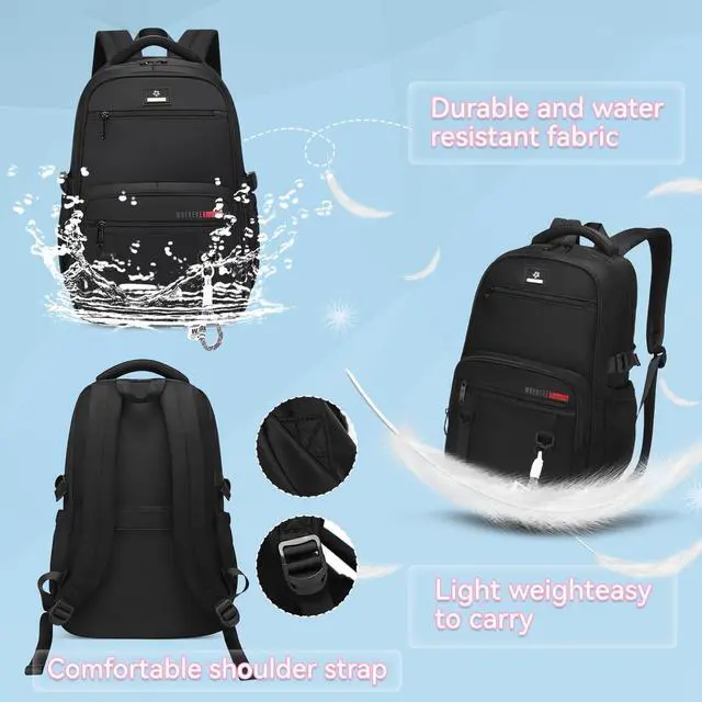 Alt view image 4 of 5 - JD JODEBES Lightweight Travel Backpack for Men and Women,Water Resistant Casual Daypack with Large Capacity and Multiple Compartments
