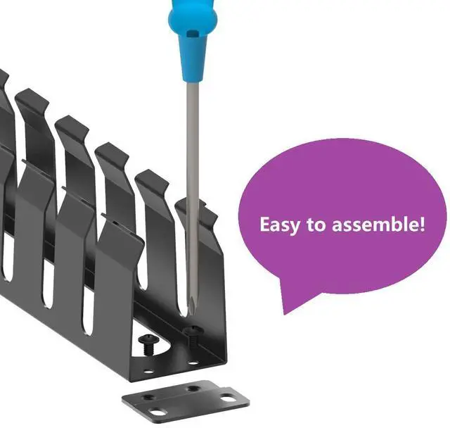 Alt view image 5 of 5 - Jingchengmei 2 Pack of All Metal 1U Cable Management Horizontal Rack Mount Cable Manager with 12 Big Finger Slots for 19-inch Server Rack or Cabinet