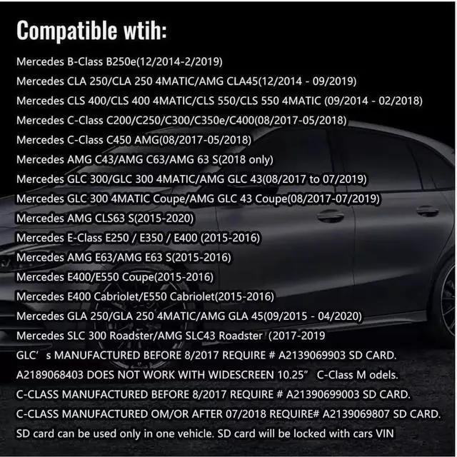 Alt view image 2 of 3 - 2023-2024 A2189068403 Navigation SD Card Fits for Mercedes Garmin Map Pilot B C E GLC 300 CLA 250 GLA 250 C300 SLC CLS CLA