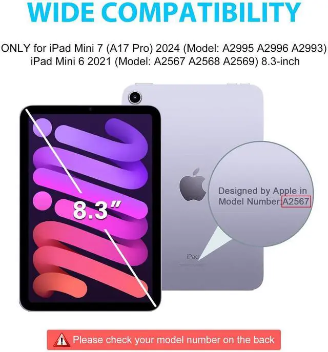 Alt view image 2 of 5 - IVEOPPE Keyboard Case for iPad mini 7th (A17 Pro, 2024) / Mini 6th Generation 8.3 Inch, Detachable Magnetical Bluetooth Wireless Keyboard, Slim Case with Pencil Holder, Rechargeable Foldable (Black2)