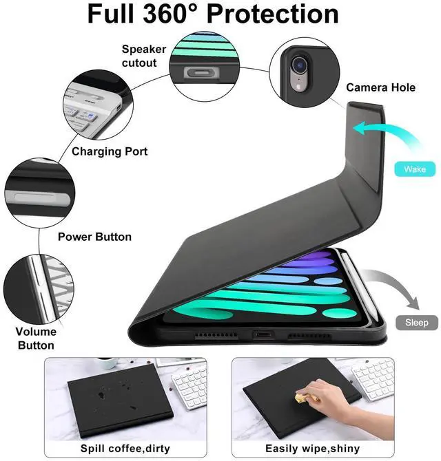 Alt view image 4 of 5 - IVEOPPE Keyboard Case for iPad mini 7th (A17 Pro, 2024) / Mini 6th Generation 8.3 Inch, Detachable Magnetical Bluetooth Wireless Keyboard, Slim Case with Pencil Holder, Rechargeable Foldable (Black2)