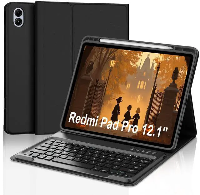 Main image of IVEOPPE for Redmi Pad Pro Keyboard with Case for Xiaomi Redmi Pad Pro 12.1 inch 2024/Xiaomi Poco Pad 12.1" PU Leather Cover Detachable Bluetooth Wireless Keyboard with Pencil Holder,Black