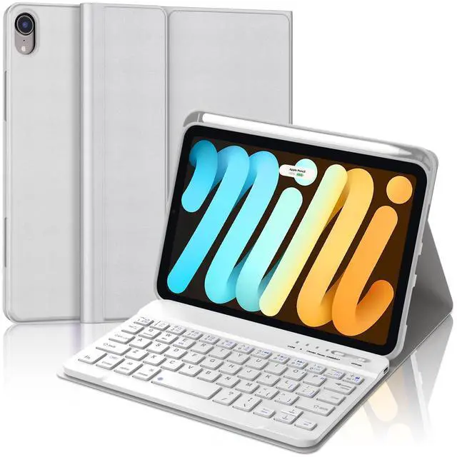 Main image of IVEOPPE Keyboard Case for iPad mini 7th (A17 Pro, 2024) / Mini 6th Generation 8.3 Inch, Detachable Magnetical Bluetooth Wireless Keyboard, Slim Case with Pencil Holder, Rechargeable Foldable,Grey