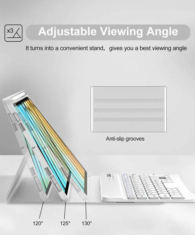 Alt view image 4 of 5 - IVEOPPE Keyboard Case for iPad mini 7th (A17 Pro, 2024) / Mini 6th Generation 8.3 Inch, Detachable Magnetical Bluetooth Wireless Keyboard, Slim Case with Pencil Holder, Rechargeable Foldable,Grey