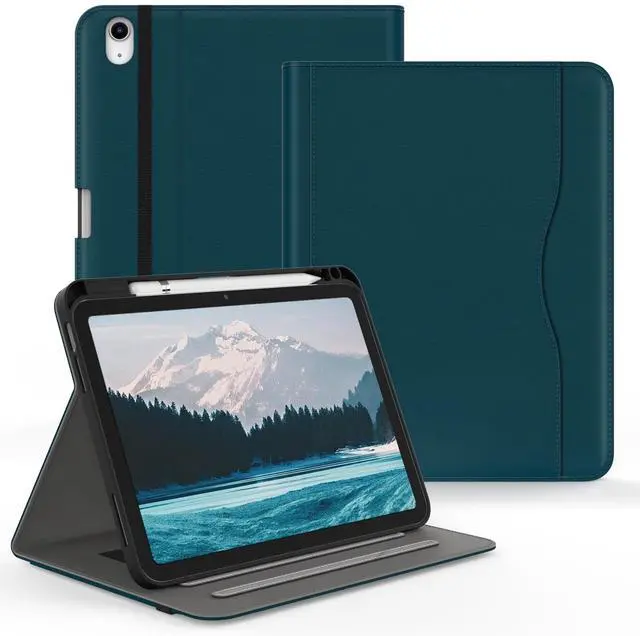 Main image of Jarviwiin Case for iPad 11-inch (A16) 2025 / iPad 10th Generation 2022 10.9 inch, Multi-Angle PU Leather 11th/10 Gen Cover with Pencil Holder/Hand Strap, Auto Wake/Sleep,Teal Blue