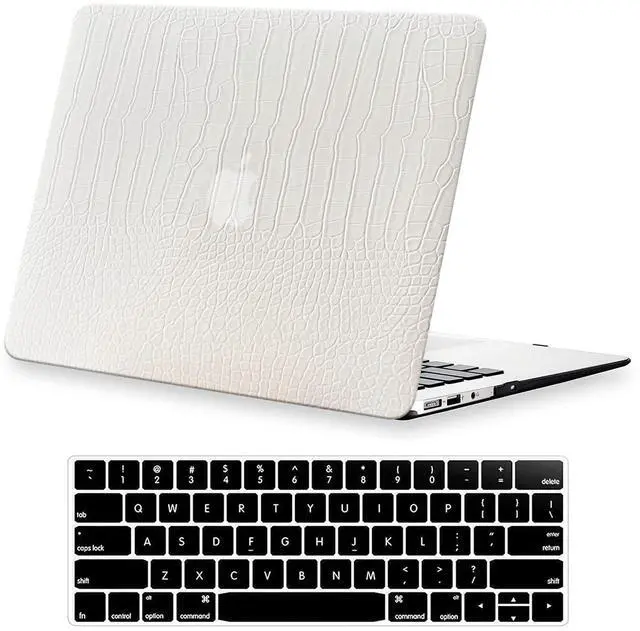Main image of KEROM Compatible for Crocodile MacBook Pro 16 inch Case 2024-2021 M4 M3 M2 M1 Pro/Max Chip A3403 A3186 A2991 A2780 A2485, Crocodile Skin PU Leather Hard Shell Case & Keyboard Cover, White