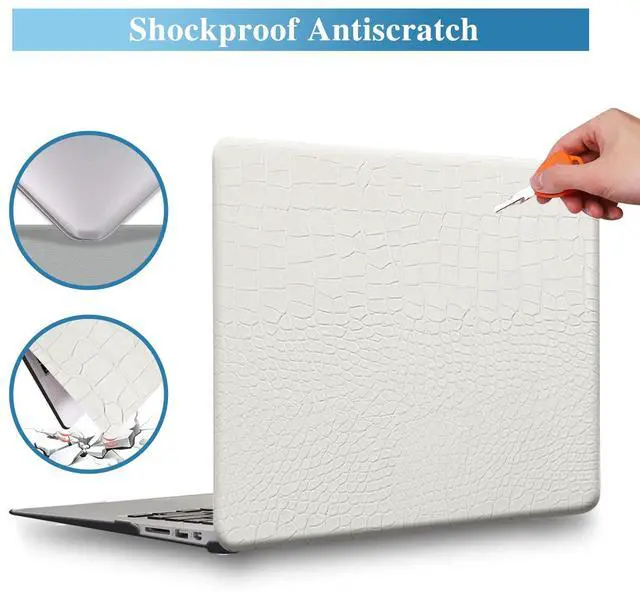 Alt view image 2 of 5 - KEROM Compatible for Crocodile MacBook Pro 16 inch Case 2024-2021 M4 M3 M2 M1 Pro/Max Chip A3403 A3186 A2991 A2780 A2485, Crocodile Skin PU Leather Hard Shell Case & Keyboard Cover, White