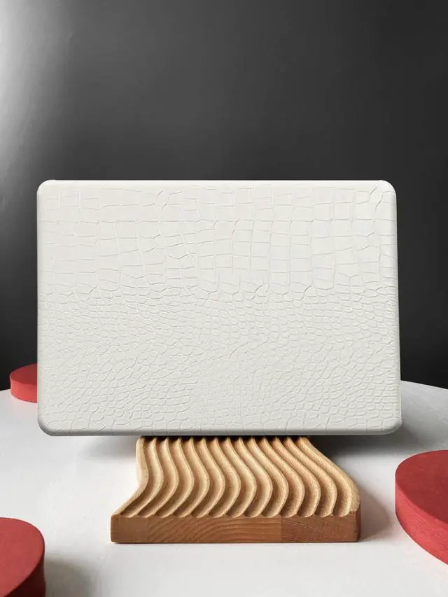 Alt view image 5 of 5 - KEROM Compatible for Crocodile MacBook Pro 16 inch Case 2024-2021 M4 M3 M2 M1 Pro/Max Chip A3403 A3186 A2991 A2780 A2485, Crocodile Skin PU Leather Hard Shell Case & Keyboard Cover, White