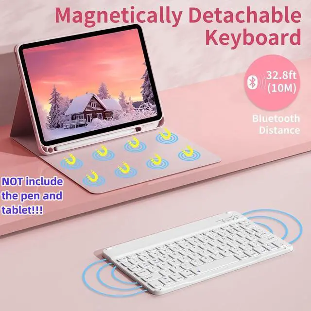 Alt view image 5 of 5 - Keyboard Case for Galaxy Tab A9 Plus 11 inch with Mouse, 7 Color Rainbow Backlight Magnetic Detachable Wireless Keyboard Mouse with S Pen Holder,Teal