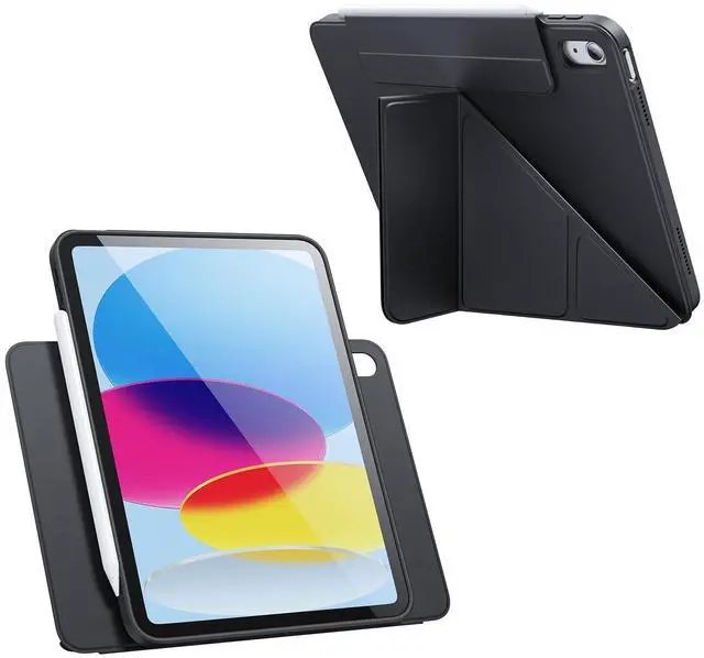 Main image of New Magnetic Rotating Detachable iPad Case for 11th Generation 11 Inch (2025) & 10th Gen 10.9" (2022), Adjustable Smart Stand (Portrait/Landscape/Raised), with Pencil Holder, Auto Wake/Sleep - Black